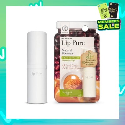 MENTHOLATUM LIP Lip Pure Fragrance Free (Natural Beewax Formulation + Food Grade Ingredients + Protect & Condition Lips + Fragrance Free) 4g