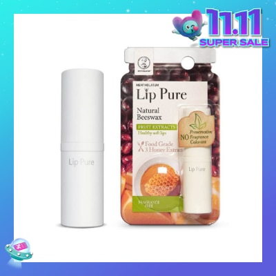 MENTHOLATUM LIP Lip Pure Fragrance Free (Natural Beewax Formulation + Food Grade Ingredients + Protect & Condition Lips + Fragrance Free) 4g