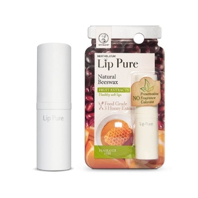 MENTHOLATUM LIP Lip Pure Fragrance Free (Natural Beewax Formulation + Food Grade Ingredients + Protect & Condition Lips + Fragrance Free) 4g