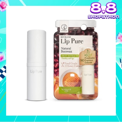 MENTHOLATUM LIP Lip Pure Fragrance Free (Natural Beewax Formulation + Food Grade Ingredients + Protect & Condition Lips + Fragrance Free) 4g