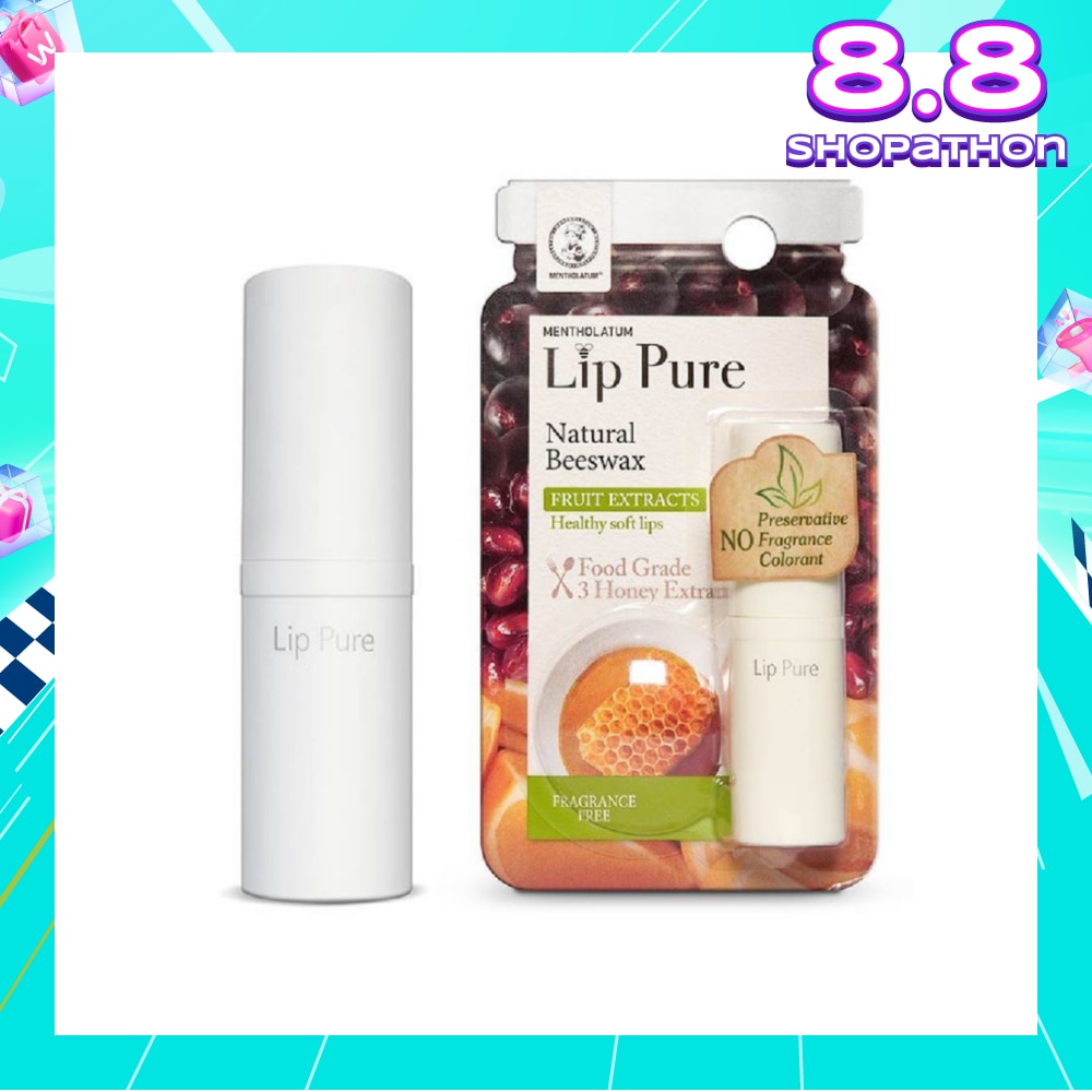 Lip Pure Fragrance Free (Natural Beewax Formulation + Food Grade Ingredients + Protect & Condition Lips + Fragrance Free) 4g