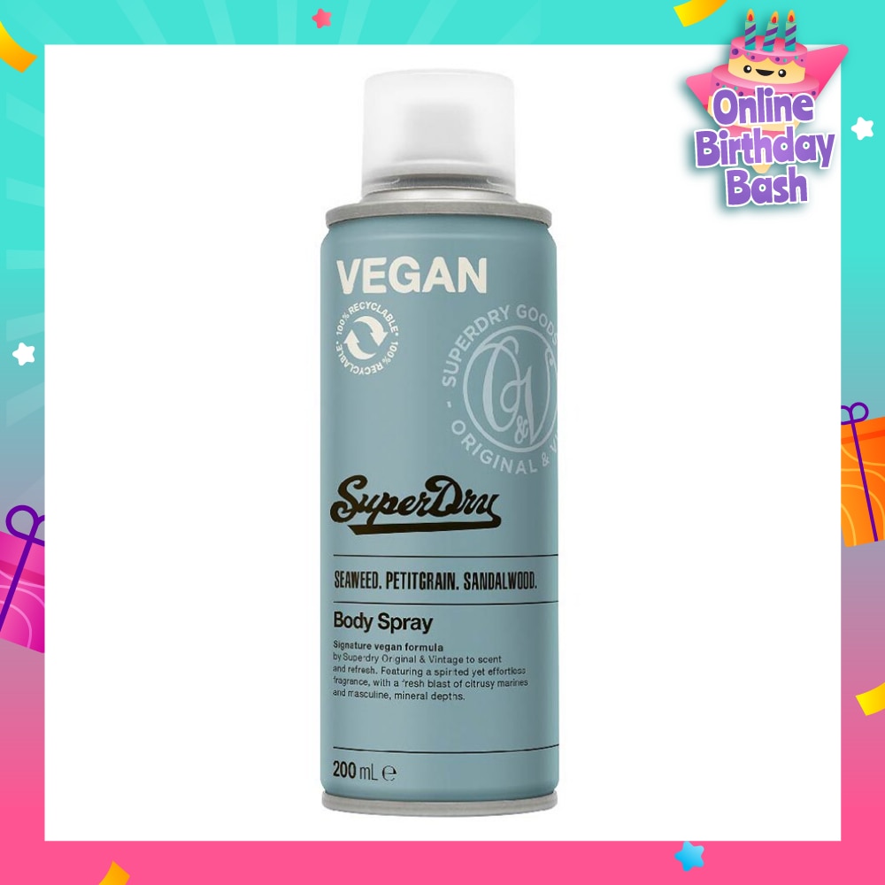 Superdry Pacific Men's Body Spray 200ml (With spirited and fresh, citrus marine and mineral scent)<BR>