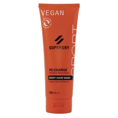 SUPERDRY Body + Hair Wash RE:charge (Masculine Notes Of Pepper And Cyprus Meet Copper-Rich Extracts) 250ml