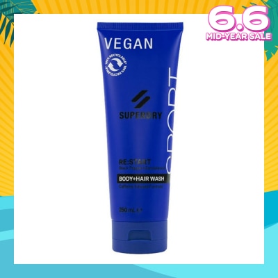 SUPERDRY Body + Hair Wash RE:start (Masculine Blend Of Black Pepper And Sandalwood Notes With Caffeine Extract) 250ml