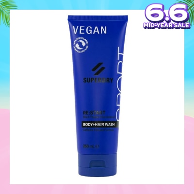 SUPERDRY Body + Hair Wash RE:start (Masculine Blend Of Black Pepper And Sandalwood Notes With Caffeine Extract) 250ml