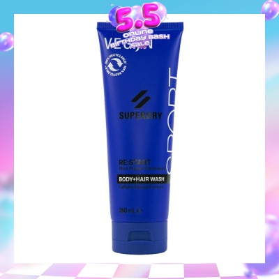SUPERDRY - Body + Hair Wash RE:start (Masculine Blend Of Black Pepper And Sandalwood Notes With Caffeine Extract) 250ml
