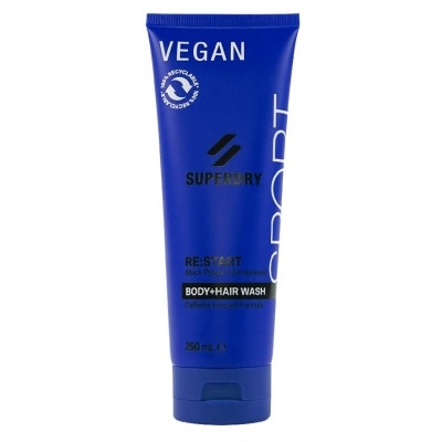 SUPERDRY Body + Hair Wash RE:start (Masculine Blend Of Black Pepper And Sandalwood Notes With Caffeine Extract) 250ml