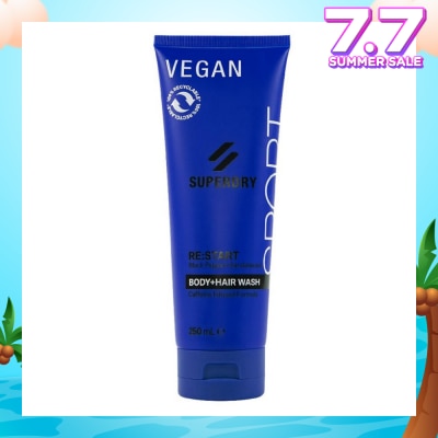 SUPERDRY Body + Hair Wash RE:start (Masculine Blend Of Black Pepper And Sandalwood Notes With Caffeine Extract) 250ml