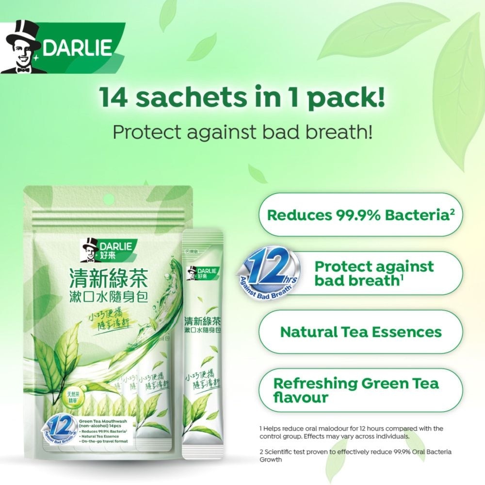 Green Tea Mouthwash Sachet Non-Alcohol 14s