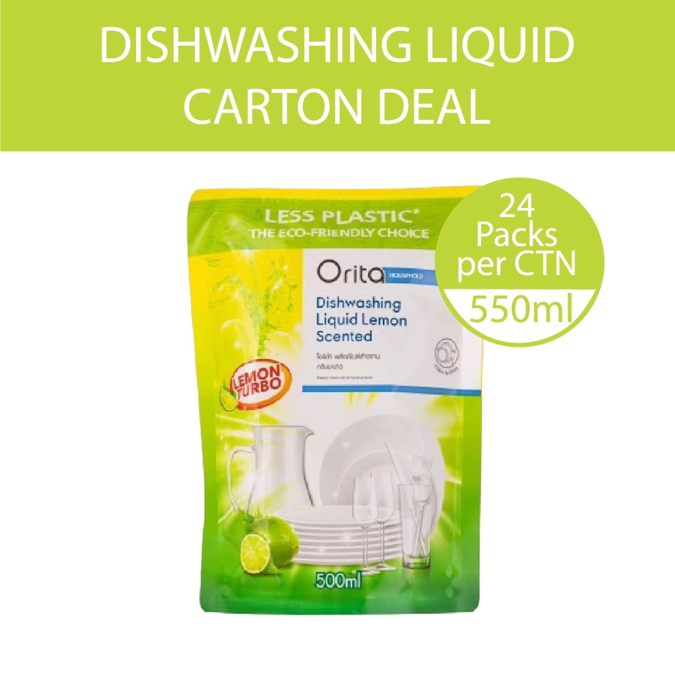 Dishwashing Liquid Lemon Scented 500ml x 24s (Per Carton)