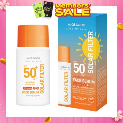 WATSONS Love My Skin Solar Filter Very High Protection Face Serum SPF50+ PA++++ 45ml