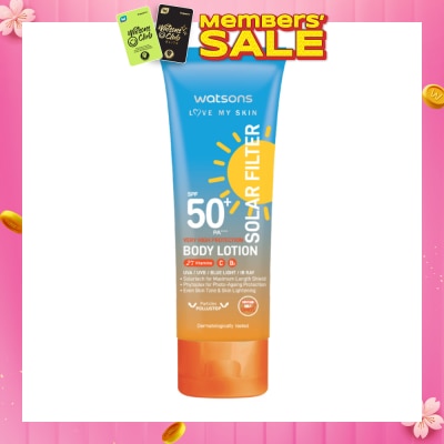 WATSONS Love My Skin Solar Filter Very High Protection Body Lotion Sunscreen SPF50+ PA++++ 100ml