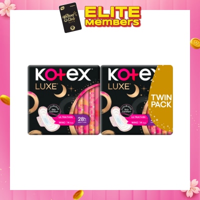 KOTEX Luxe Ultra Thin Wing 28cm Twin Pack 14s x 2
