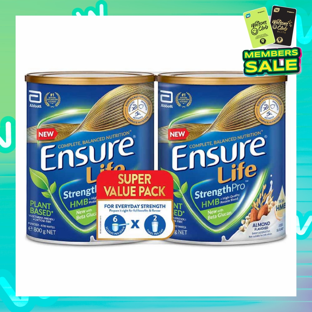 ENSURE Life Strength Pro Adult Nutrition Drink Powder Plant Based Vegetarian Almond 800g x 2s