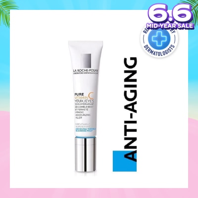 LA ROCHE-POSAY Pure Vitamin C10 Eyes 15ml (Anti-Wrinkle & Skin Radiance Eye Cream with Pure Vitamin C for Aging Skin) 15ml