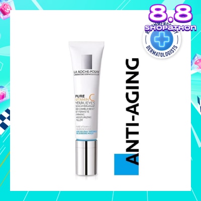 LA ROCHE-POSAY Pure Vitamin C10 Eyes 15ml (Anti-Wrinkle & Skin Radiance Eye Cream with Pure Vitamin C for Aging Skin) 15ml