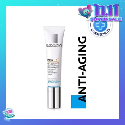 LA ROCHE-POSAY Pure Vitamin C10 Eyes 15ml (Anti-Wrinkle & Skin Radiance Eye Cream with Pure Vitamin C for Aging Skin) 15ml