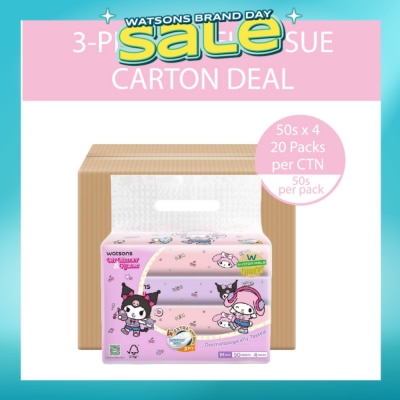 WATSONS - Sanrio Melody Kuromi M Size Travel Tissue 3 Ply 50s x 4 Packs x 20s (Carton)