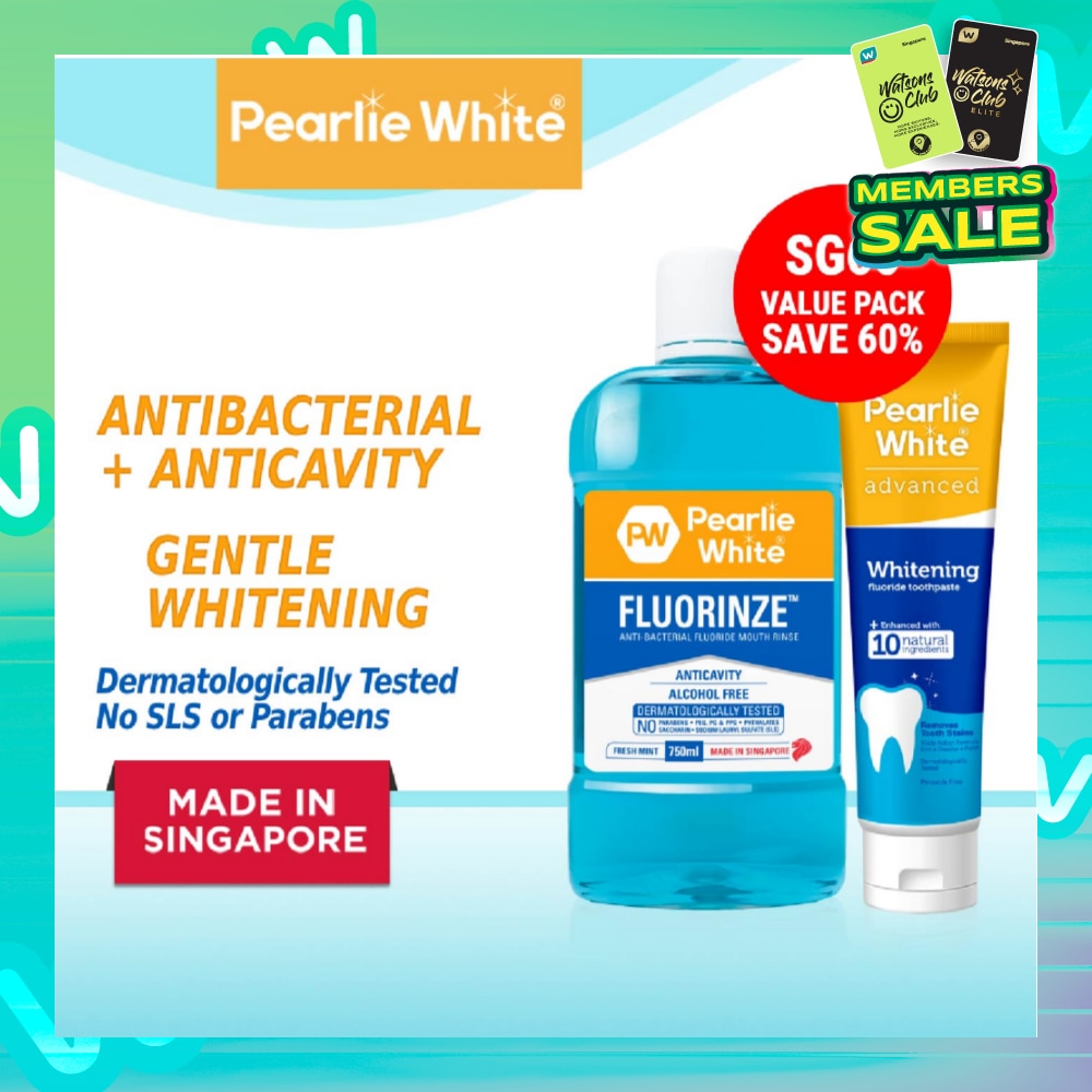 Anti-bacterial Fluorinze Mouth Rinse 750ml + Advanced Whitening Fluoride Toothpaste 130g