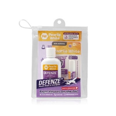 PEARLIE WHITE® Defenze Travel Pack (Defenze Antiseptic Fluoride Mouth Rinse 100ml + Defenze Antiseptic Oral Spray 8.5ml)