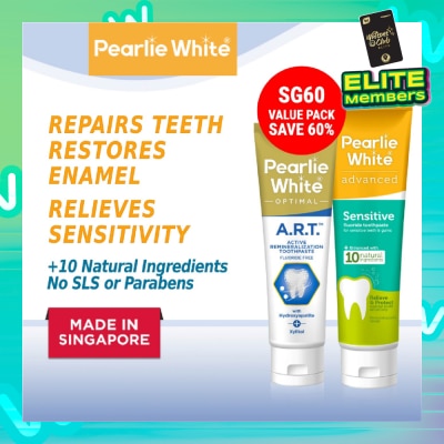 PEARLIE WHITE® Advanced Sensitive Toothpaste 130g + Optimal A.R.T. Active Remineralization Toothpaste 110g