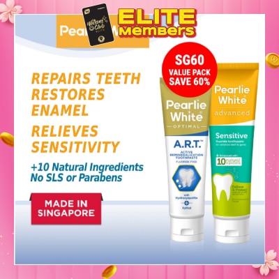 PEARLIE WHITE® Advanced Sensitive Toothpaste 130g + Optimal A.R.T. Active Remineralization Toothpaste 110g