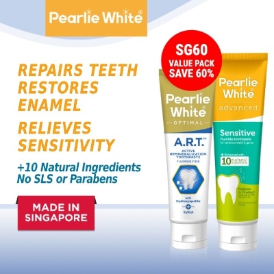 PEARLIE WHITE® Advanced Sensitive Toothpaste 130g + Optimal A.R.T. Active Remineralization Toothpaste 110g