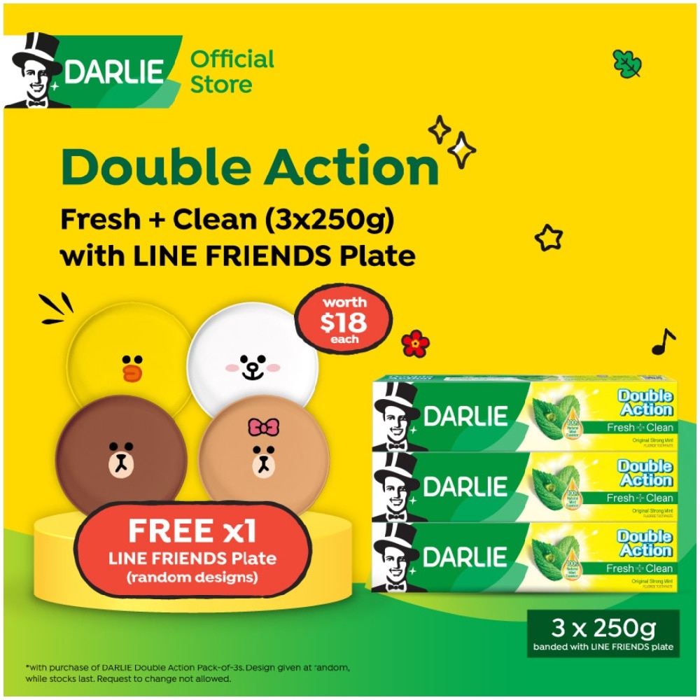 Double Action Toothpaste + LINE Plate 250g x 3s