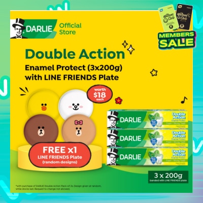 DARLIE Double Action Enamel Protect Toothpaste + LINE Plate 200g x 3s