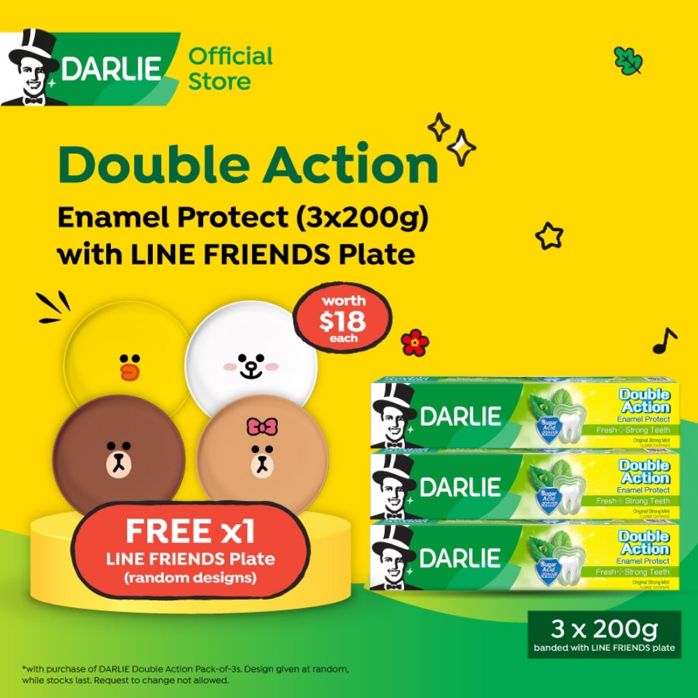 Double Action Enamel Protect Toothpaste + LINE Plate 200g x 3s