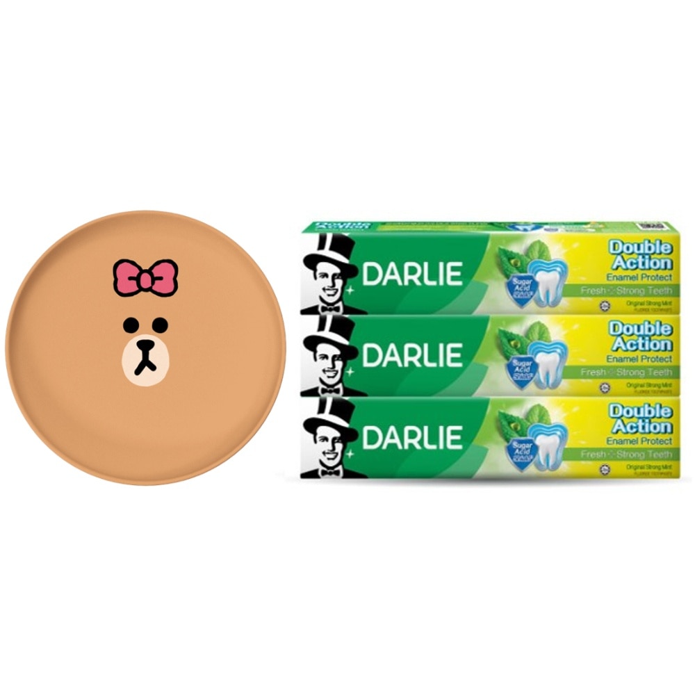 Double Action Enamel Protect Toothpaste + LINE Plate 200g x 3s