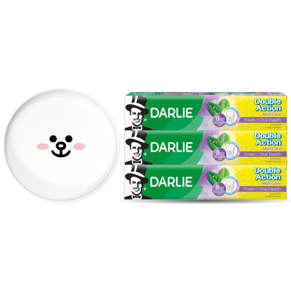 Double Action Multicare Toothpaste + LINE Plate 180g x 3s