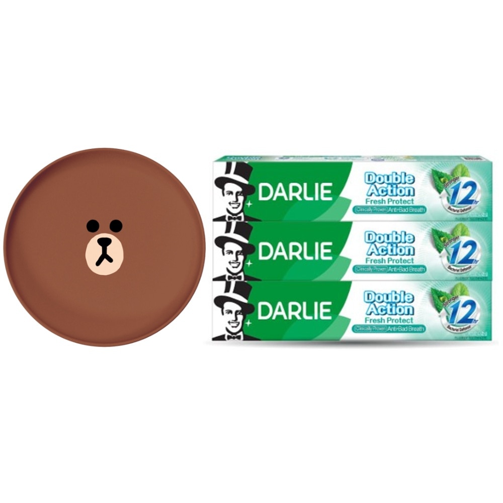 Double Action Fresh Protect Toothpaste + LINE Plate 180g x 3s