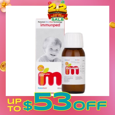 PEDIATECH Immunped Zinc + Vitamin C Apple Syrup 60ml&nbsp;(Expiry: Apr`2026)