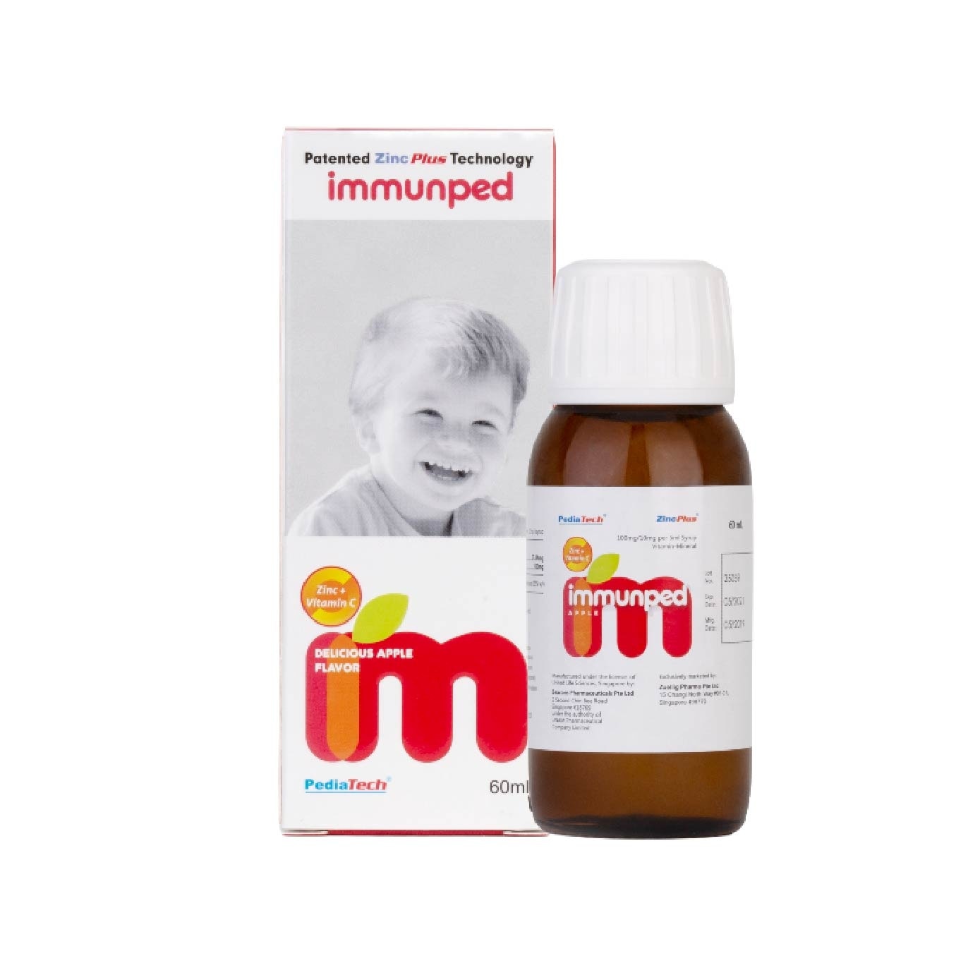 Immunped Zinc + Vitamin C Apple Syrup 60ml (Expiry: Apr`2026)