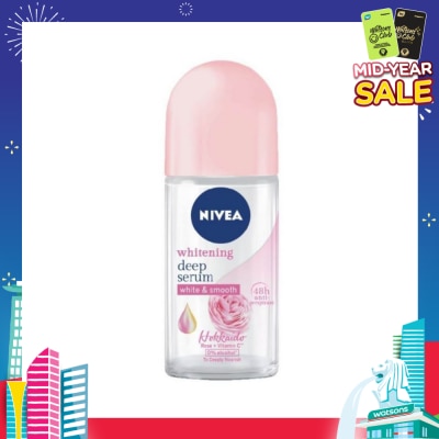 NIVEA Whitening Deep Serum White & Smooth Hokkaido Rose Deodorant Roll On 50ml