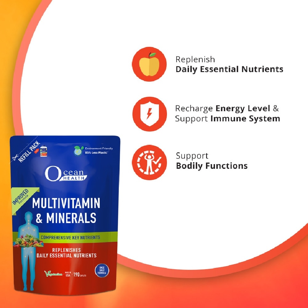 Multivitamin and Minerals Replenishes Daily Key Nutrients Refill Pouch 190s