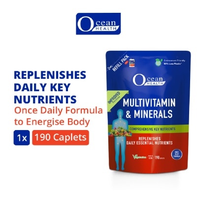 OCEAN HEALTH Multivitamin and Minerals Replenishes Daily Key Nutrients Refill Pouch 190s