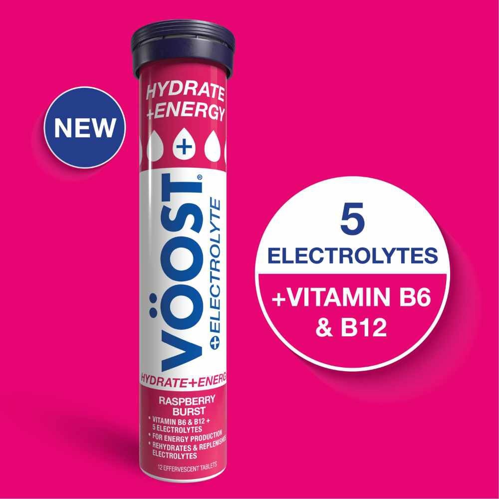 Hydrate + Energy Burst Effervescent Raspberry Tablet 12s