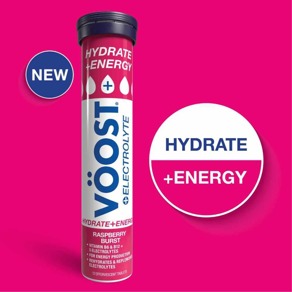 Hydrate + Energy Burst Effervescent Raspberry Tablet 12s