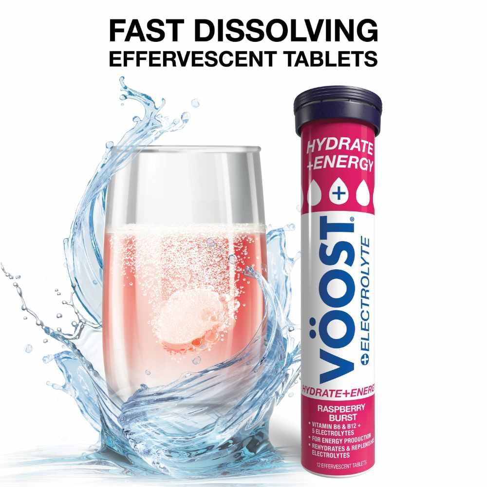 Hydrate + Energy Burst Effervescent Raspberry Tablet 12s