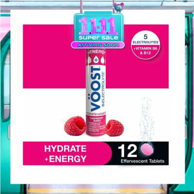 VOOST Hydrate + Energy Burst Effervescent Raspberry Tablet 12s image