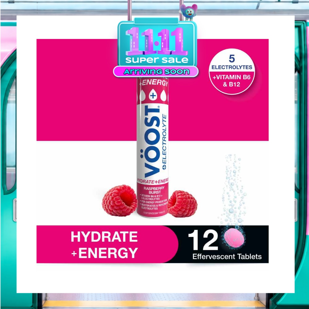 Hydrate + Energy Burst Effervescent Raspberry Tablet 12s image
