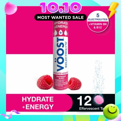 VOOST Hydrate + Energy Burst Effervescent Raspberry Tablet 12s image