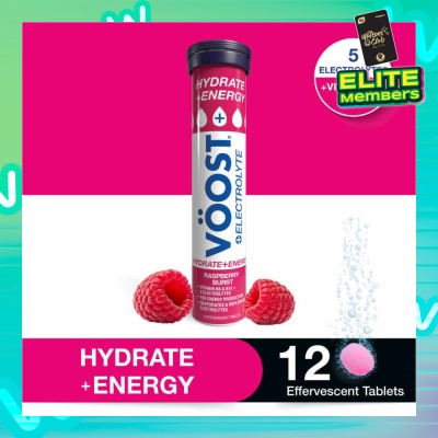 VOOST Hydrate + Energy Burst Effervescent Raspberry Tablet 12s