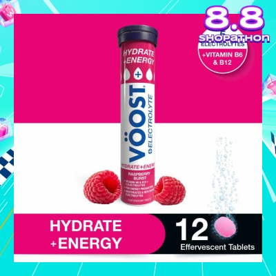 VOOST Hydrate + Energy Burst Effervescent Raspberry Tablet 12s