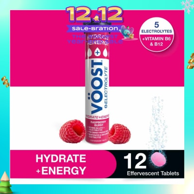 VOOST Hydrate + Energy Burst Effervescent Raspberry Tablet 12s