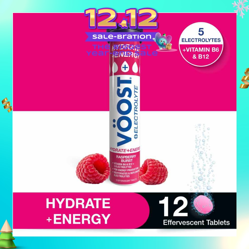 Hydrate + Energy Burst Effervescent Raspberry Tablet 12s