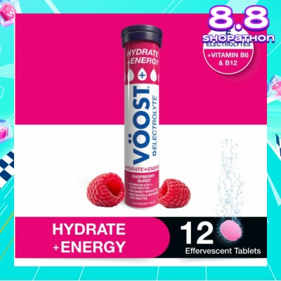 VOOST Hydrate + Energy Burst Effervescent Raspberry Tablet 12s