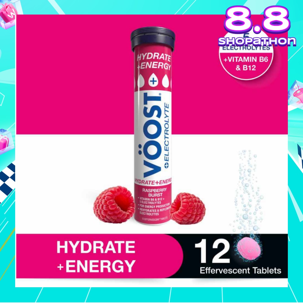 Hydrate + Energy Burst Effervescent Raspberry Tablet 12s